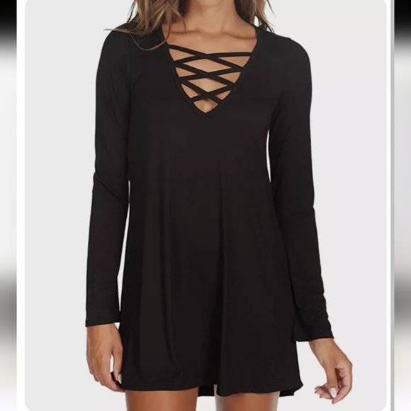 Wet Seal High Low Knee Length Dress Black Size Large - Picture 1 of 6